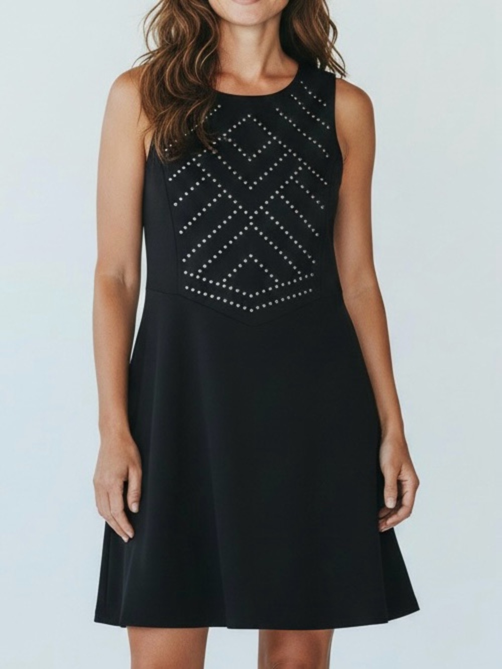 Luxology Black Studded Sleeveless A-Line Dress Size XL